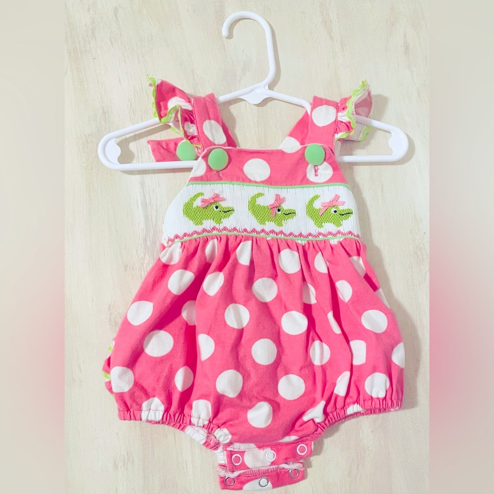 Boutique Alligator Romper Baby Girl 6 Month